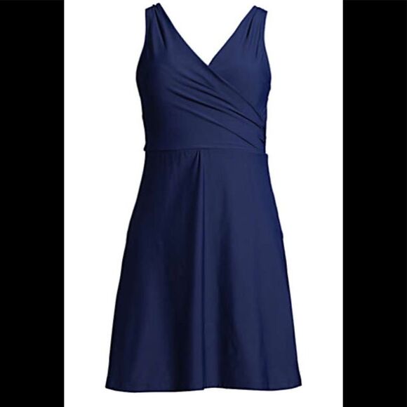 Land’s End Plus Standard Sizes surplice wrap one piece tummy control various - Picture 6 of 9